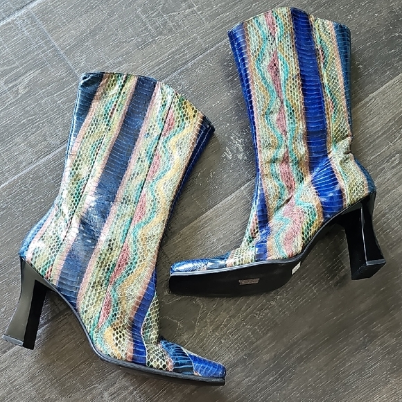 Carlos Falchi Shoes - Colorful Striped Women's Boots